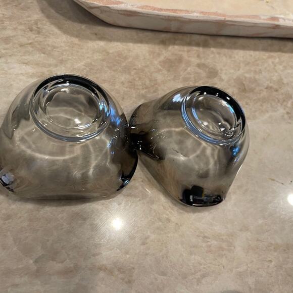 Vintage 50's60’s Dorothy Thorpe pinched Glass bowls x 2 retro silver - Picture 10 of 12